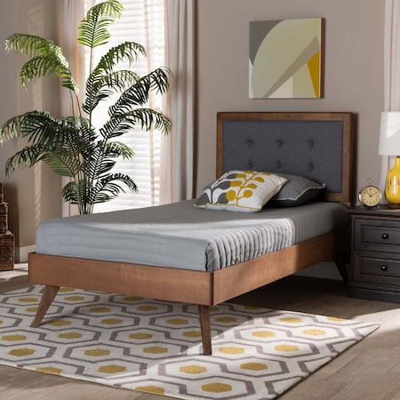 Baxton Studio Alida Mid-Century Modern Dark Grey Fabric Upholstered and  Wood Twin Size Platform Bed 189-11164-11159-ZORO